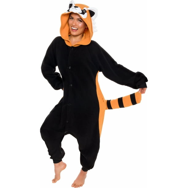 Silver Lilly Unisex Adult Pajamas Plush One Piece Cosplay Red Panda Animal Costume